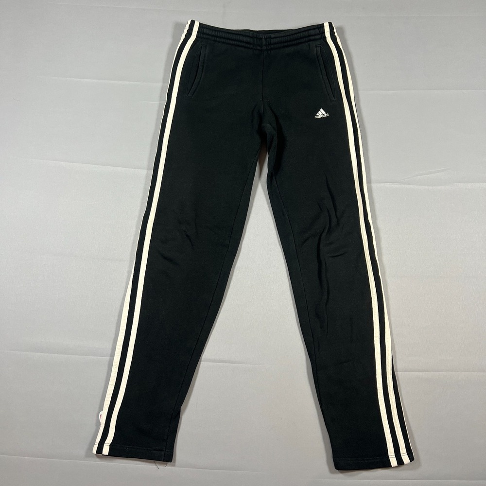 Vintage Adidas Sweat Track Pants Women L Black 3 Stripes Elastic Waistband Taper
